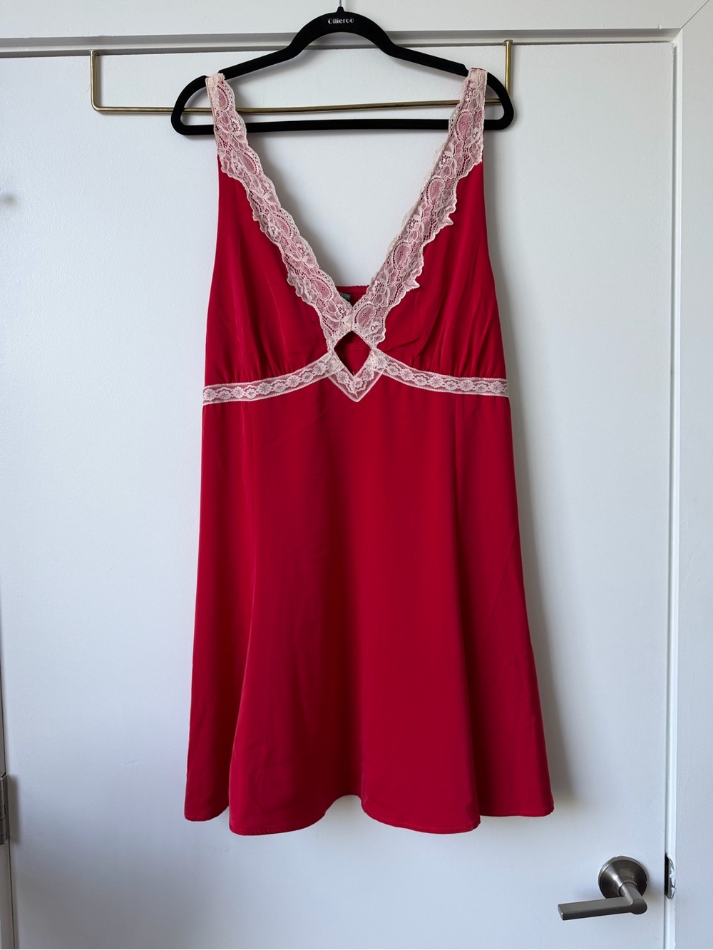 Wild Fable Women's Red Lace-Trim Mini Slip Dress